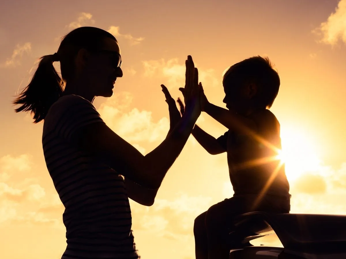 Mother and son during parenting time